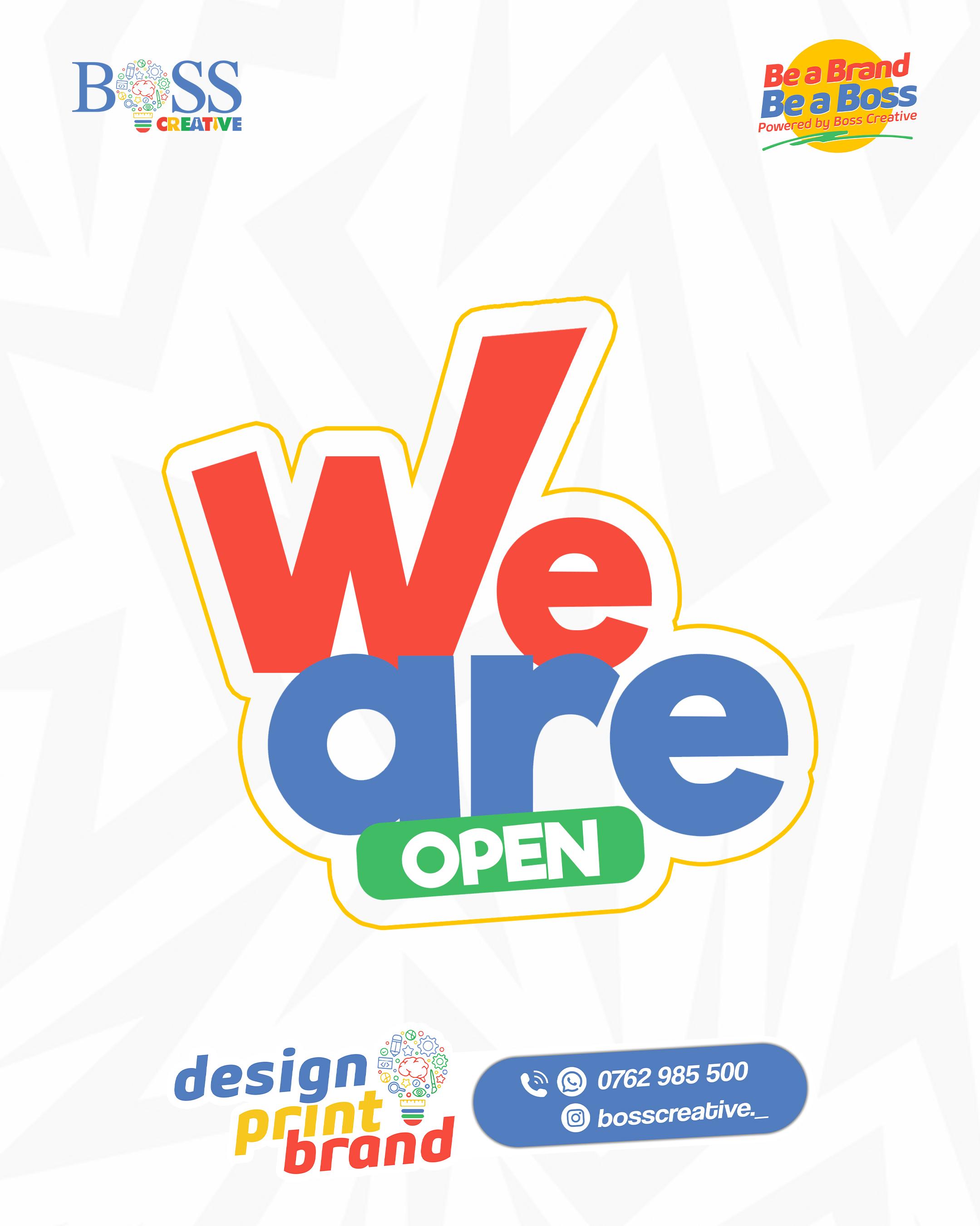 Boss Creative — We are open sticker