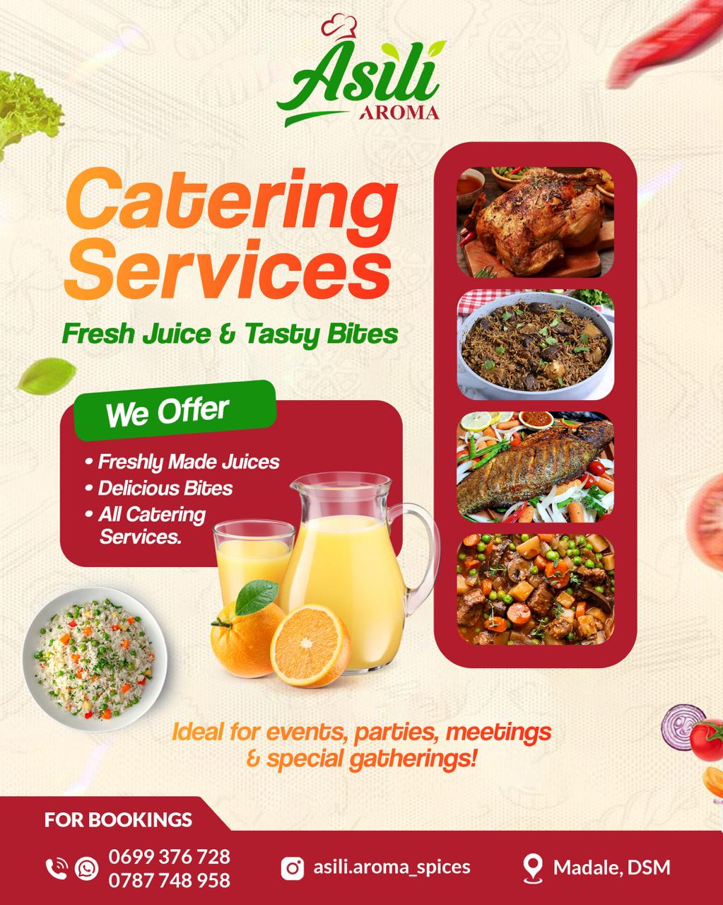 Asili Aroma catering flyer