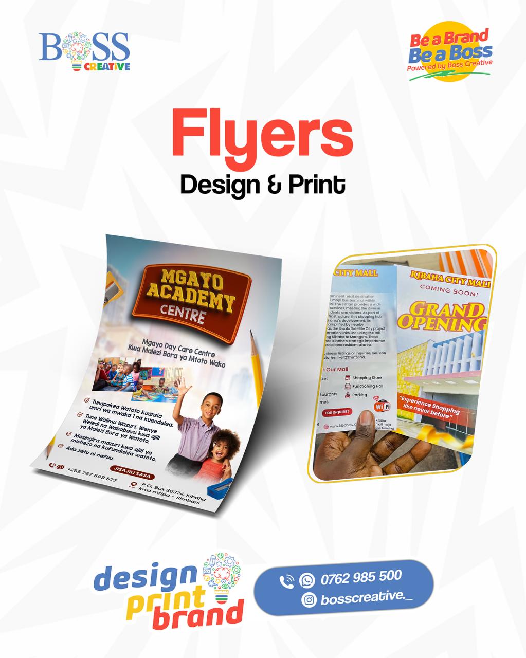 Mgayo Academy and Kibaha Mall flyer design