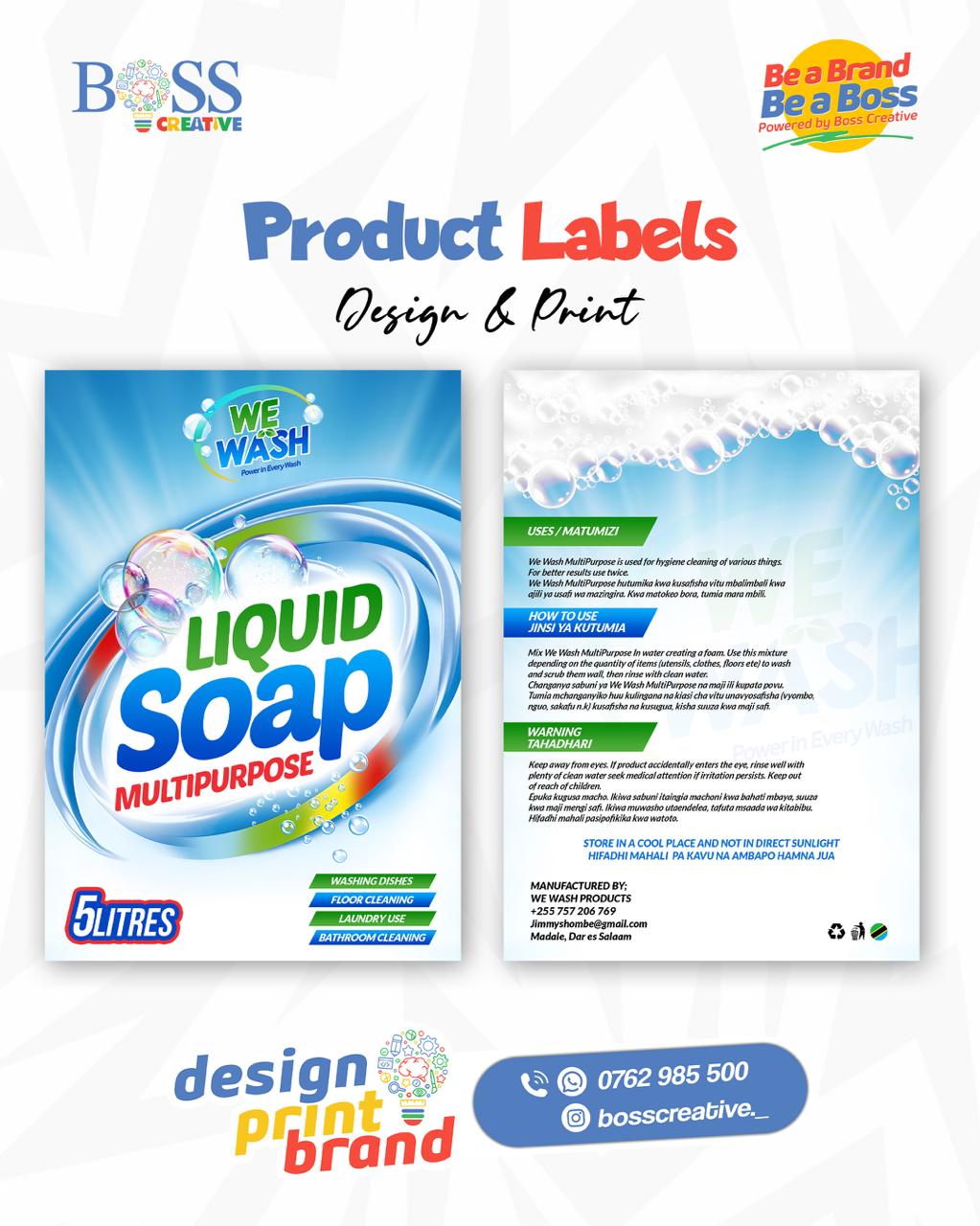 We Wash liquid soap product label design